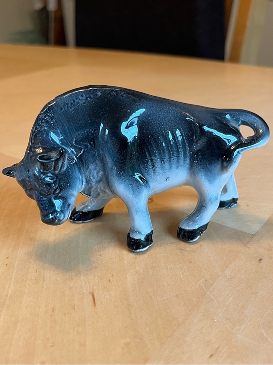 Vintage Other - Vintage Black and White Bull Steer Figurine Made in Japan